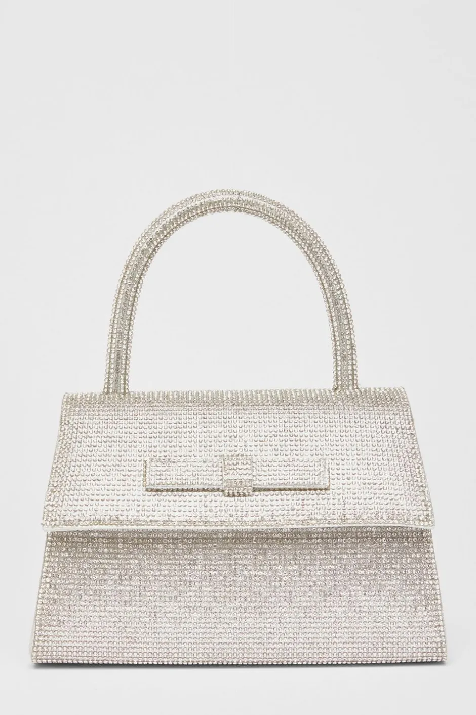 Quiz Diamante Top Handle Bag Silver Clearance