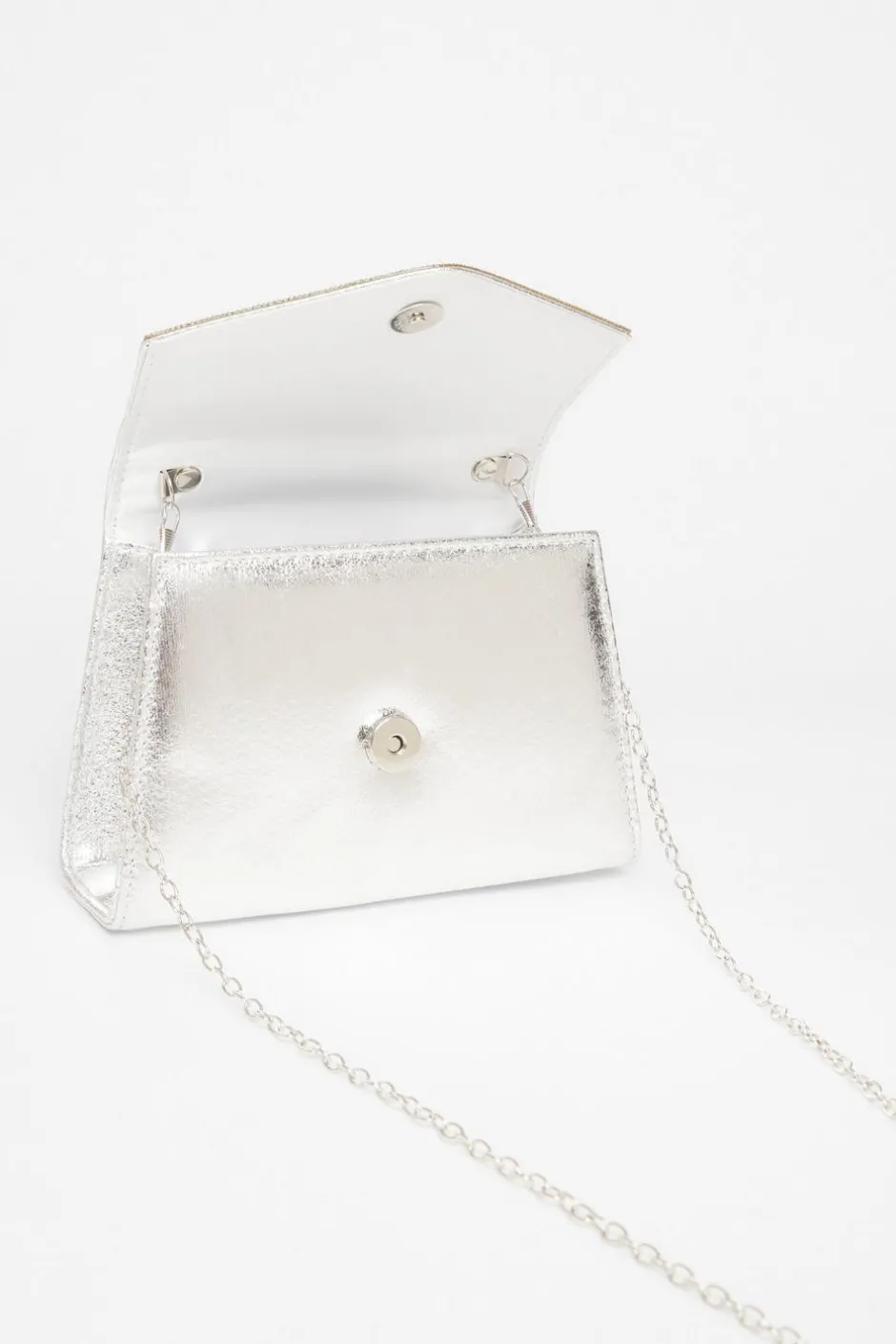 Quiz Diamante Twist Top Handle Bag Silver Hot