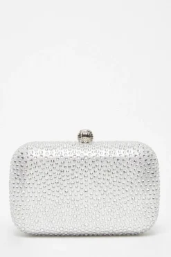 Quiz Embellished Box Bag Silver