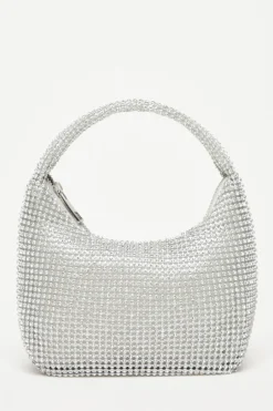 Quiz Embellished Mini Bag Silver Hot