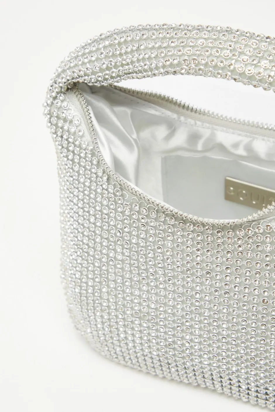 Quiz Embellished Mini Bag Silver Hot