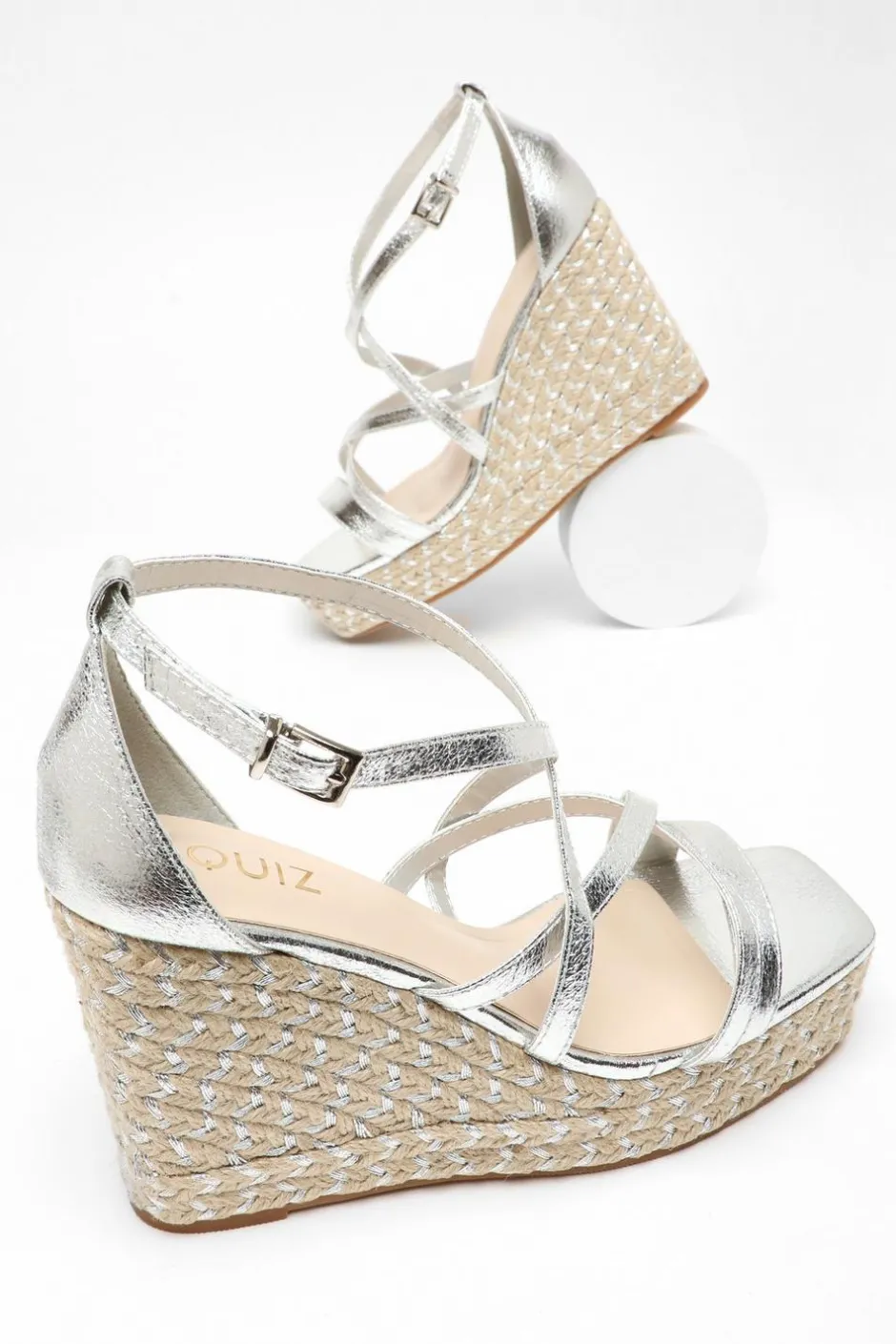 Quiz Silver Foil Strappy Wedges Sale
