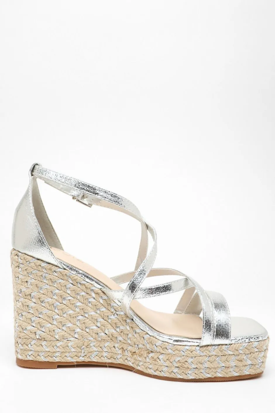 Quiz Silver Foil Strappy Wedges Sale