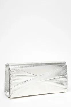 Quiz Foil Twist Clutch Bag Silver Clearance