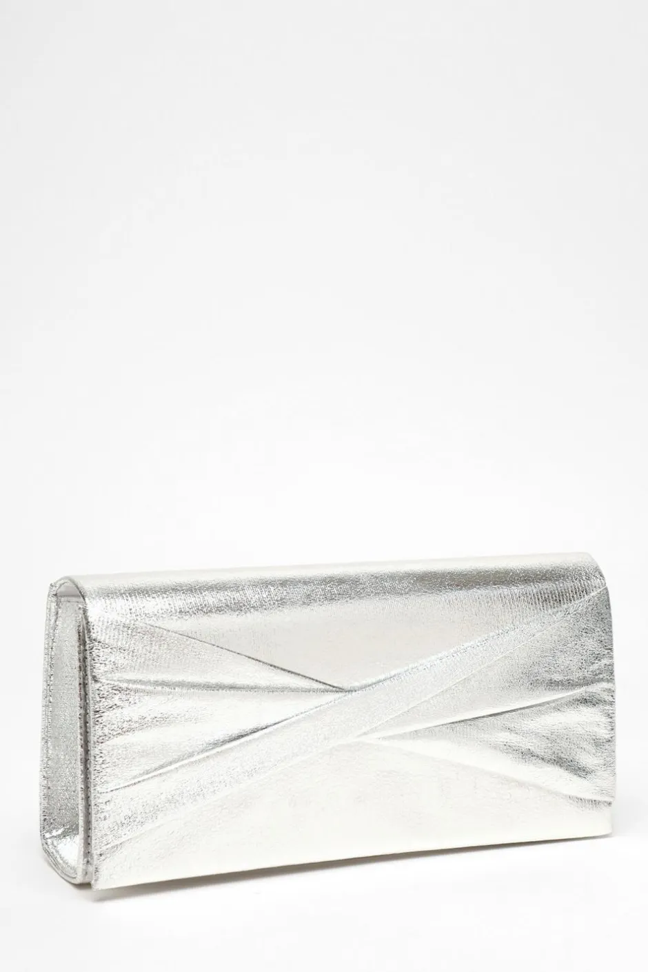 Quiz Foil Twist Clutch Bag Silver Clearance