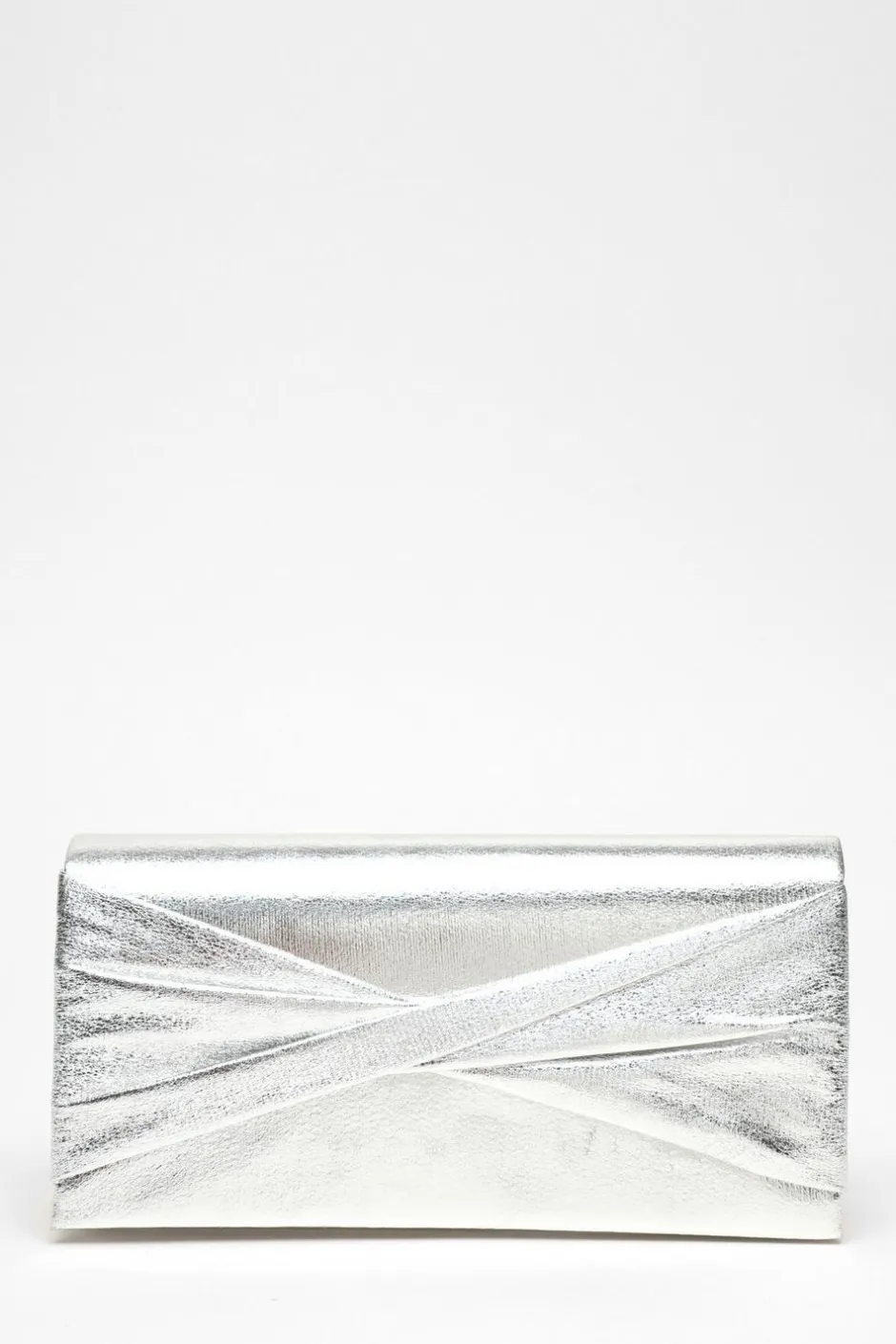 Quiz Foil Twist Clutch Bag Silver Clearance