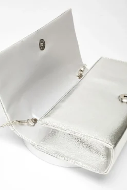 Quiz Foil Twist Clutch Bag Silver Clearance