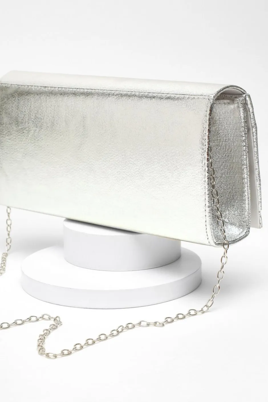 Quiz Foil Twist Clutch Bag Silver Clearance