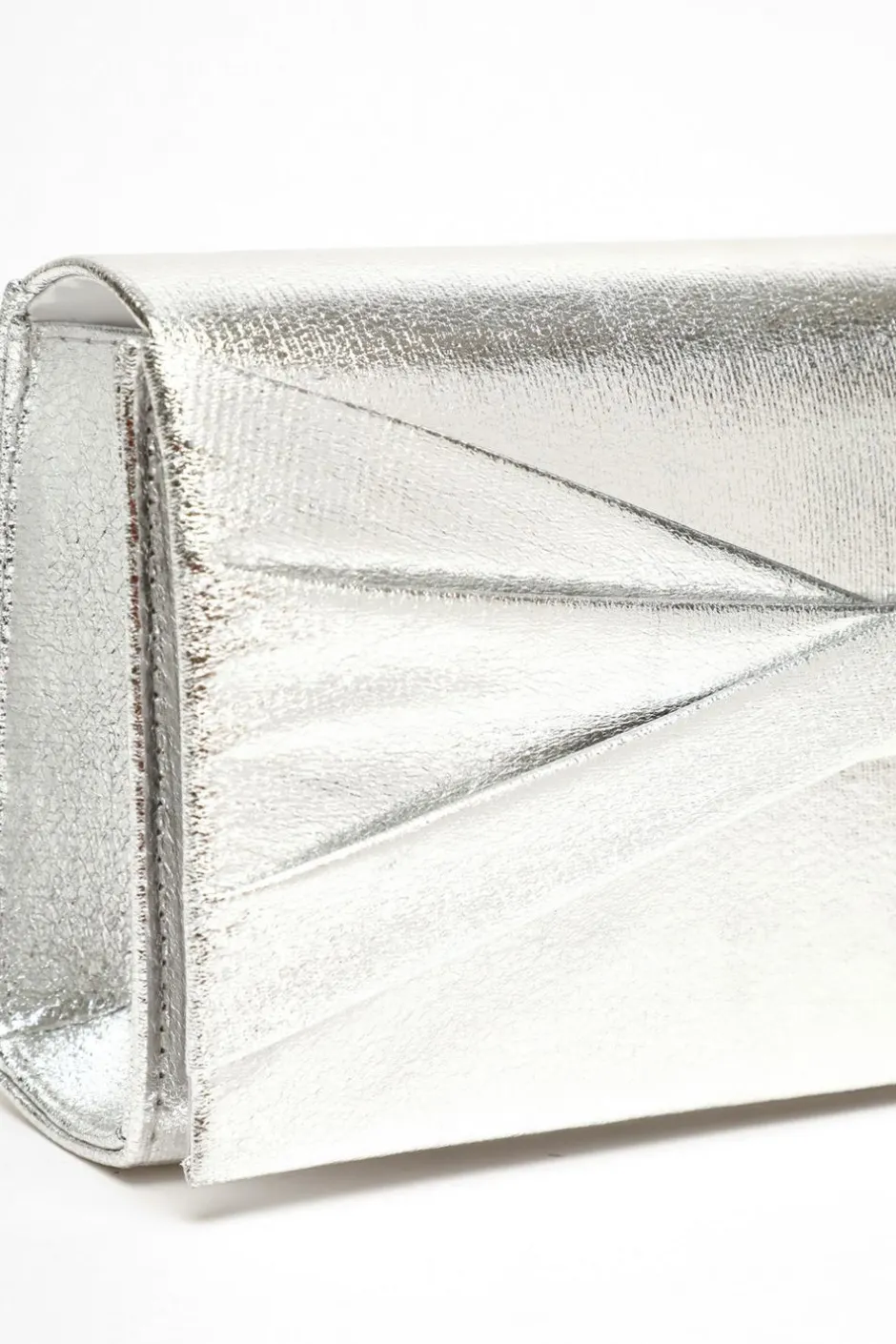 Quiz Foil Twist Clutch Bag Silver Clearance