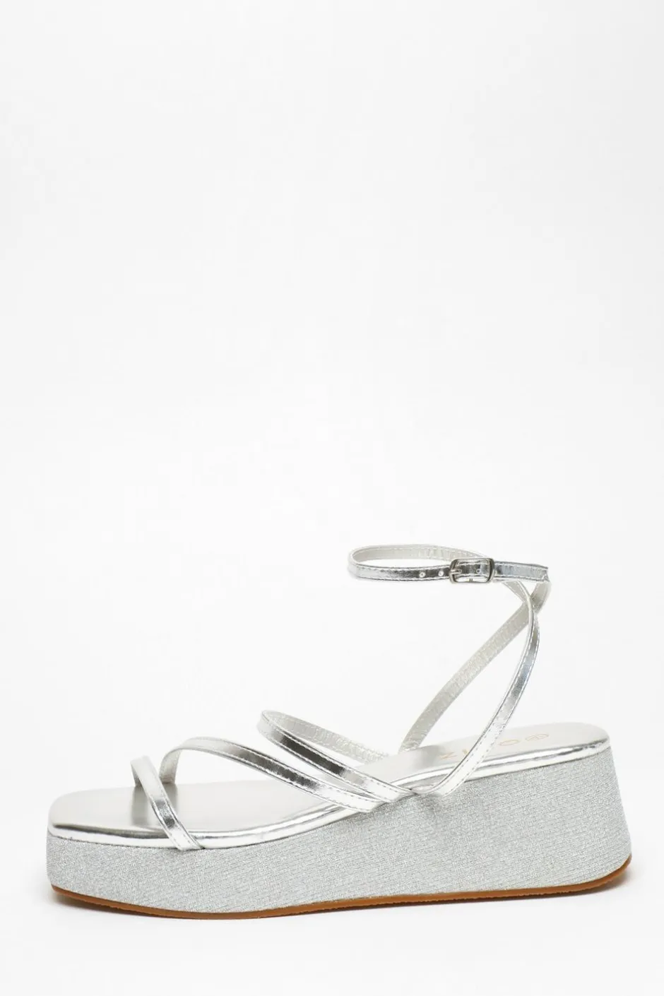 Quiz Glitter Strappy Flatform Sandals Silver Best