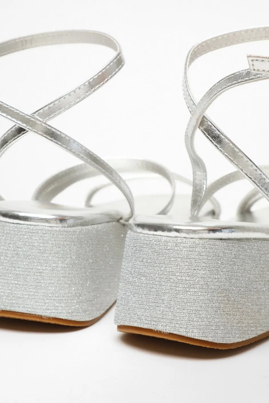 Quiz Glitter Strappy Flatform Sandals Silver Best