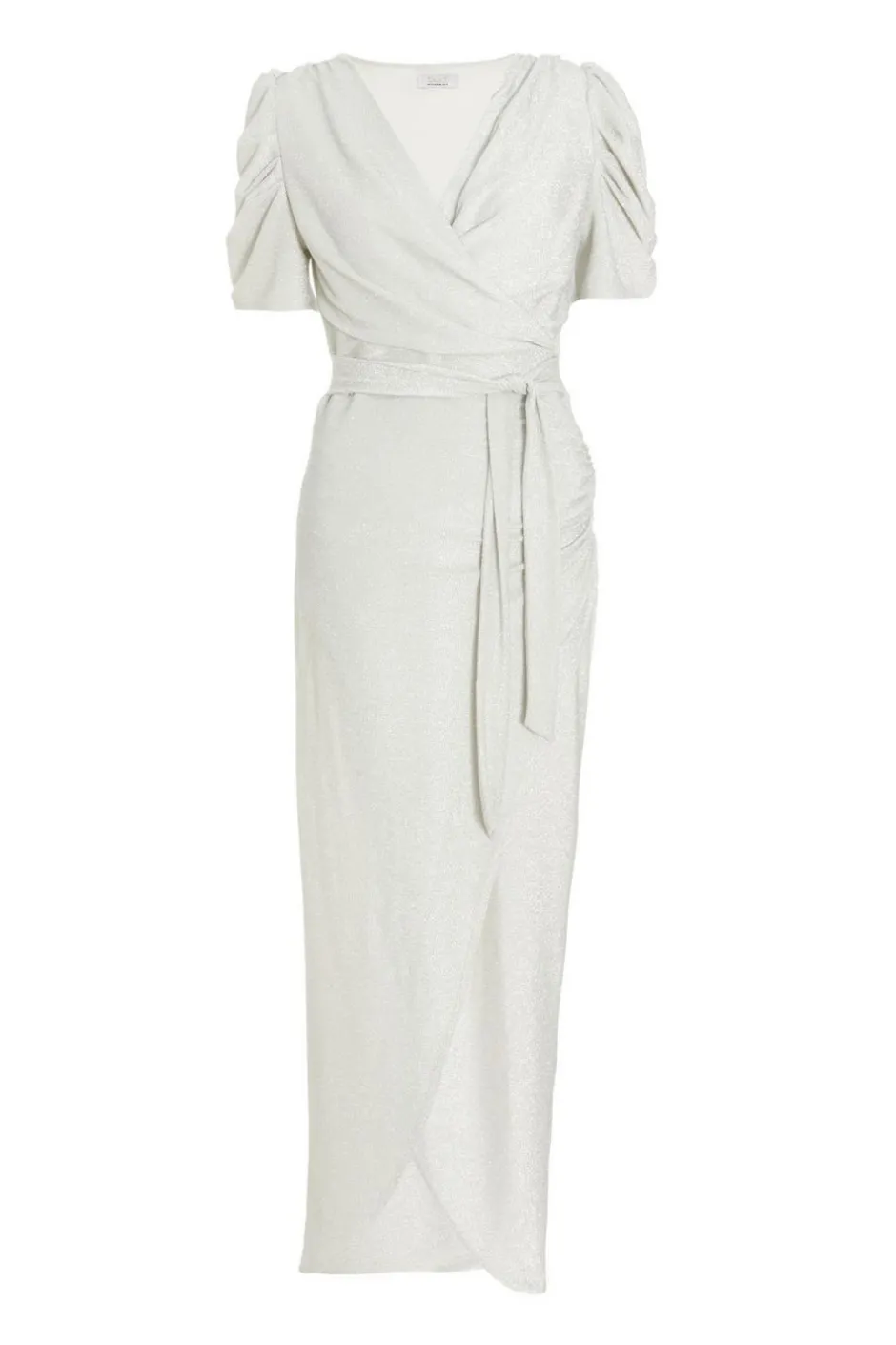 Quiz Silver Glitter Wrap Maxi Dress Clearance