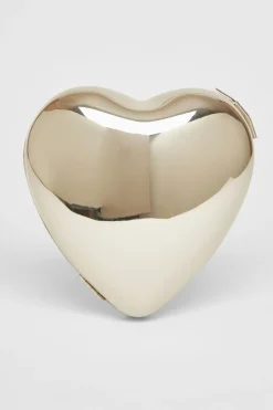 Quiz Silver Metal Heart Box Bag Outlet