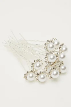 Quiz Silver Pearl Diamante Hair Pins Outlet