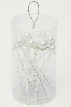 Quiz Silver Pearl Diamante Hair Pins Outlet