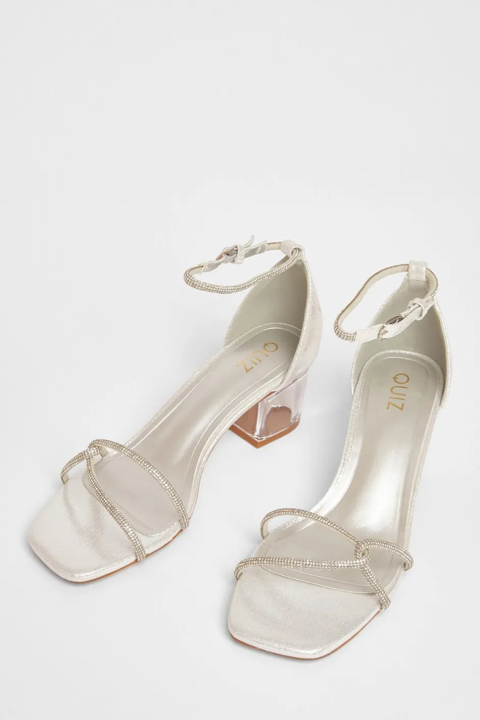Quiz Twist Strap Heeled Sandal Silver Sale