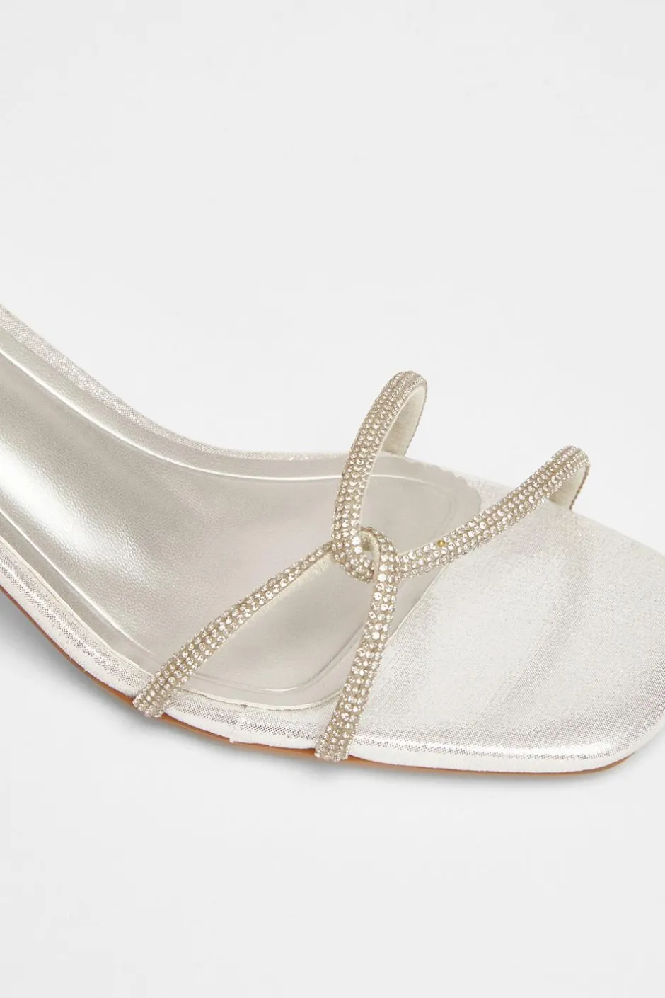 Quiz Twist Strap Heeled Sandal Silver Sale