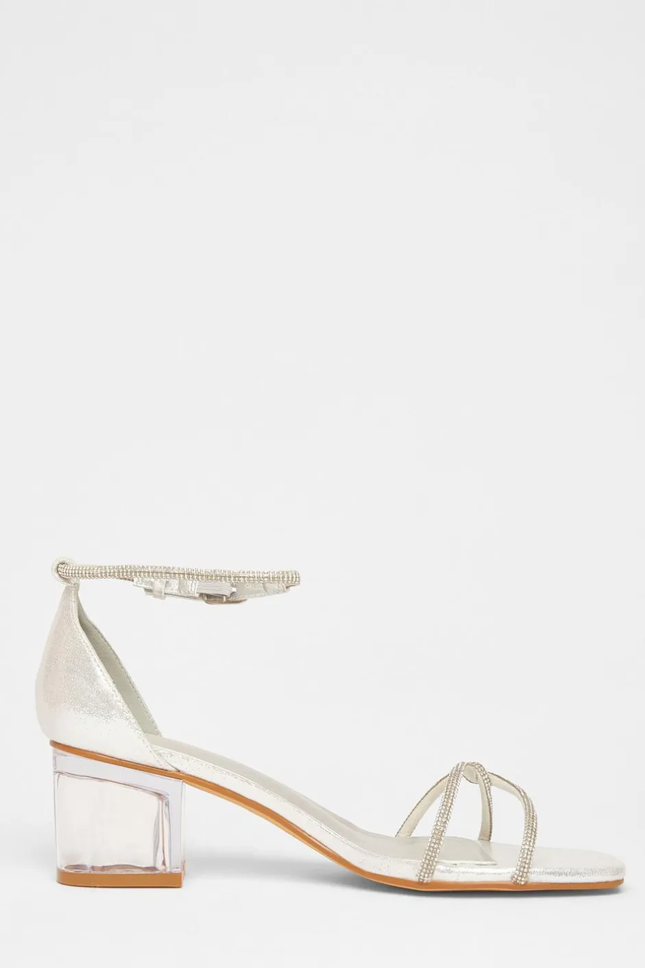 Quiz Twist Strap Heeled Sandal Silver Sale