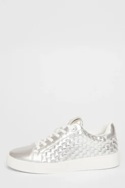 Quiz Silver Woven Trainers Clearance