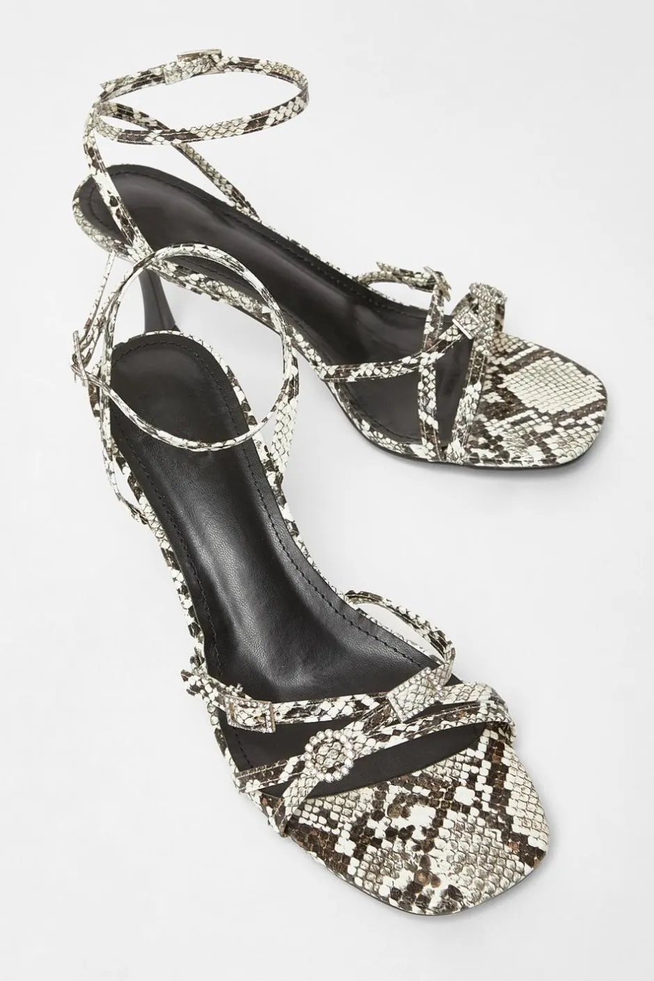 Quiz Snake Print Buckle Strap Heels Multi Outlet