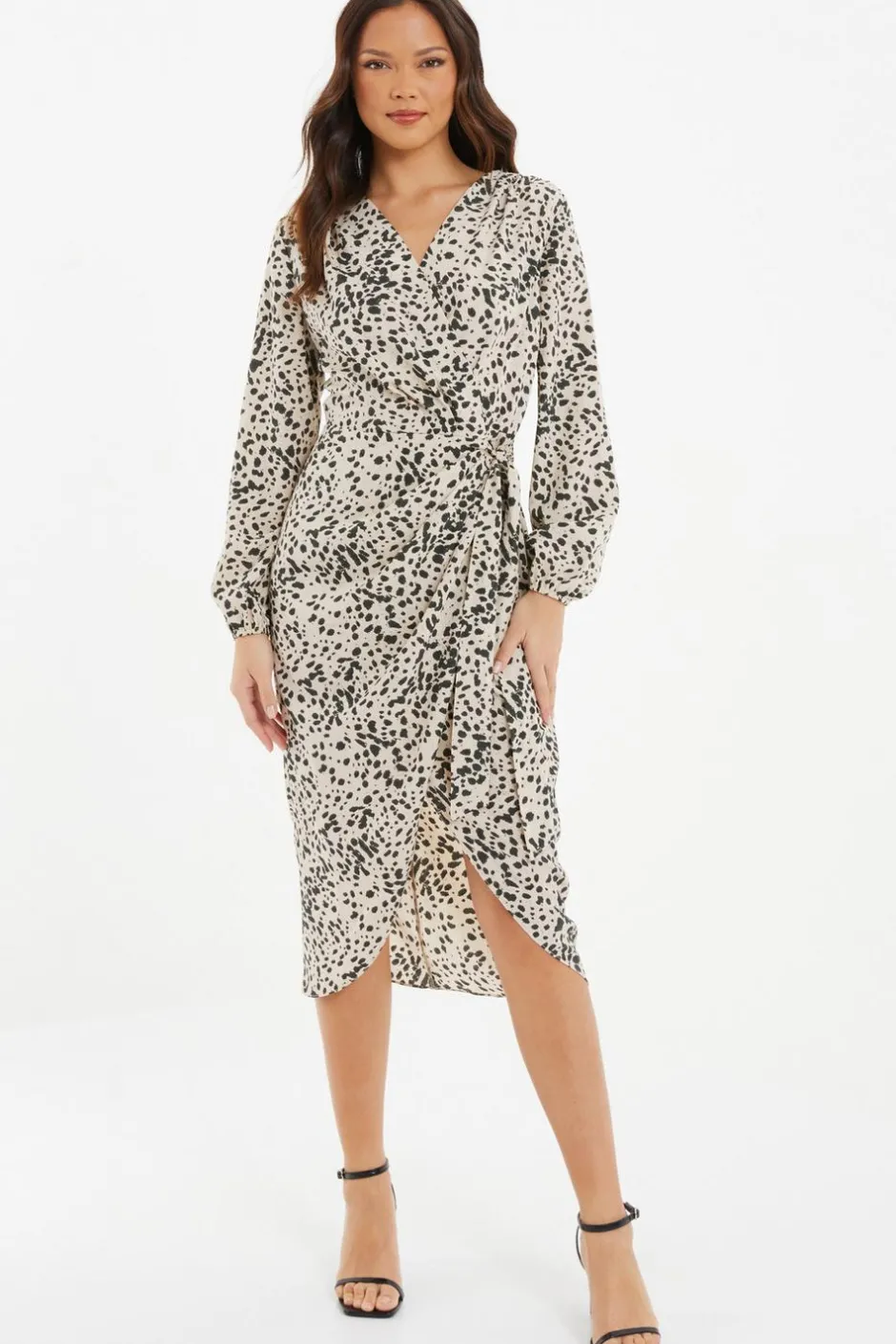 Quiz Stone Animal Print Midi dress Sale