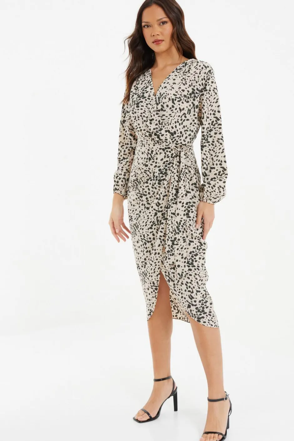 Quiz Stone Animal Print Midi dress Sale