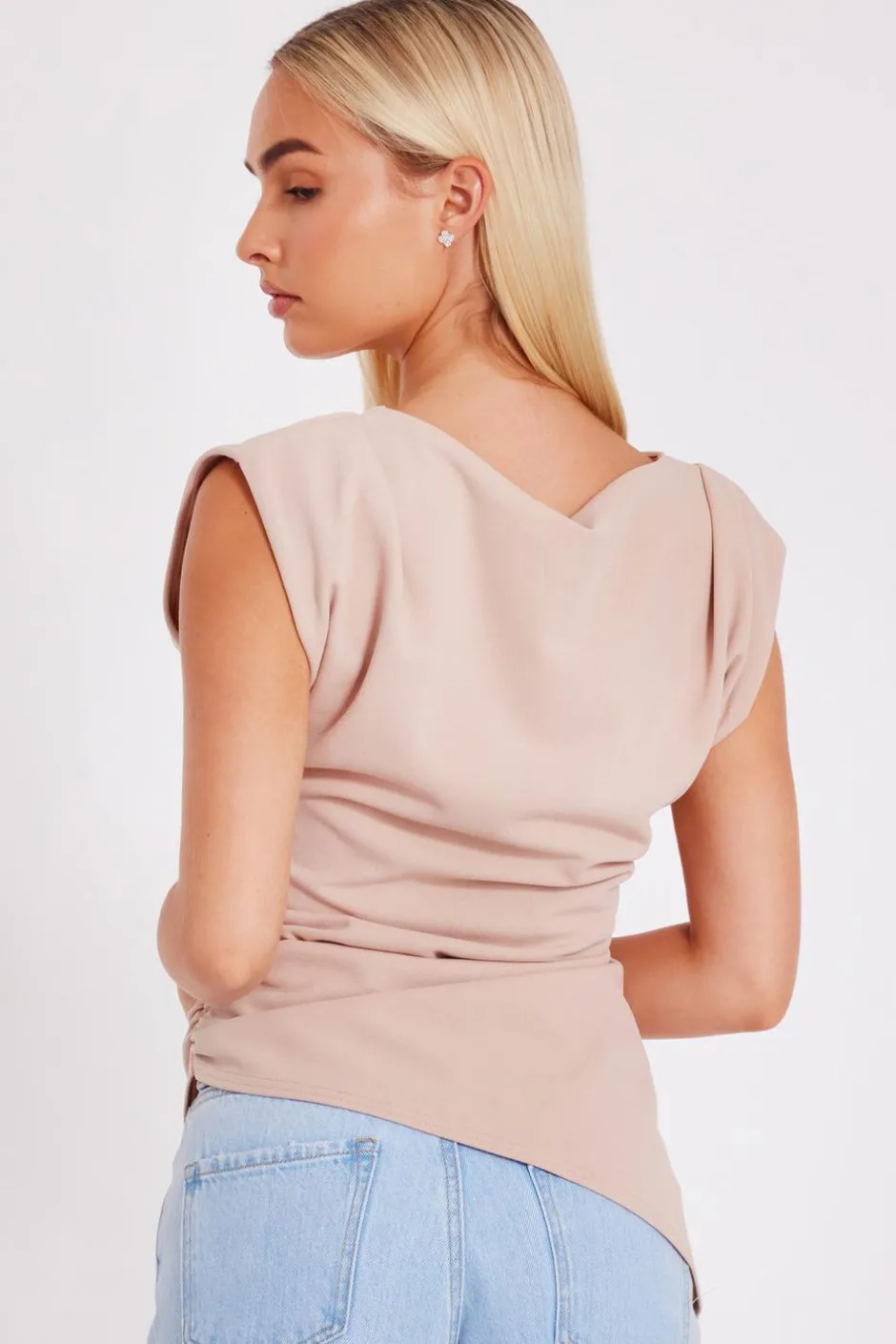Quiz Asymmetric Boat Neck Top Stone Clearance