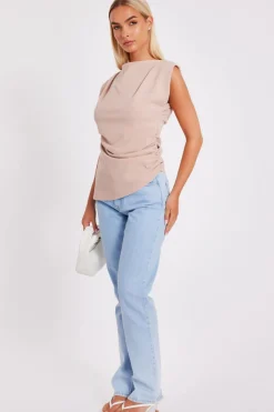 Quiz Asymmetric Boat Neck Top Stone Clearance