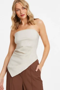 Quiz Stone Bandeau Asymmetric Top Discount