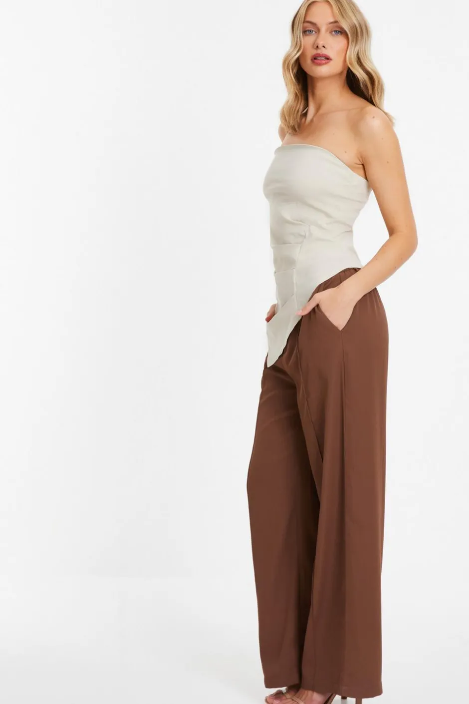 Quiz Stone Bandeau Asymmetric Top Discount