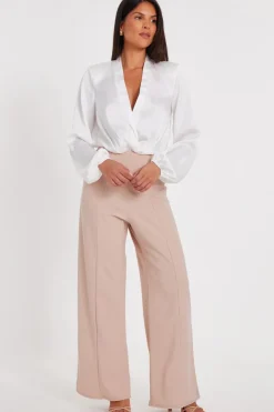 Quiz Button Detail Palazzo Trousers Stone Best