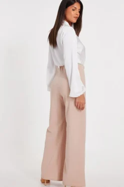 Quiz Button Detail Palazzo Trousers Stone Best