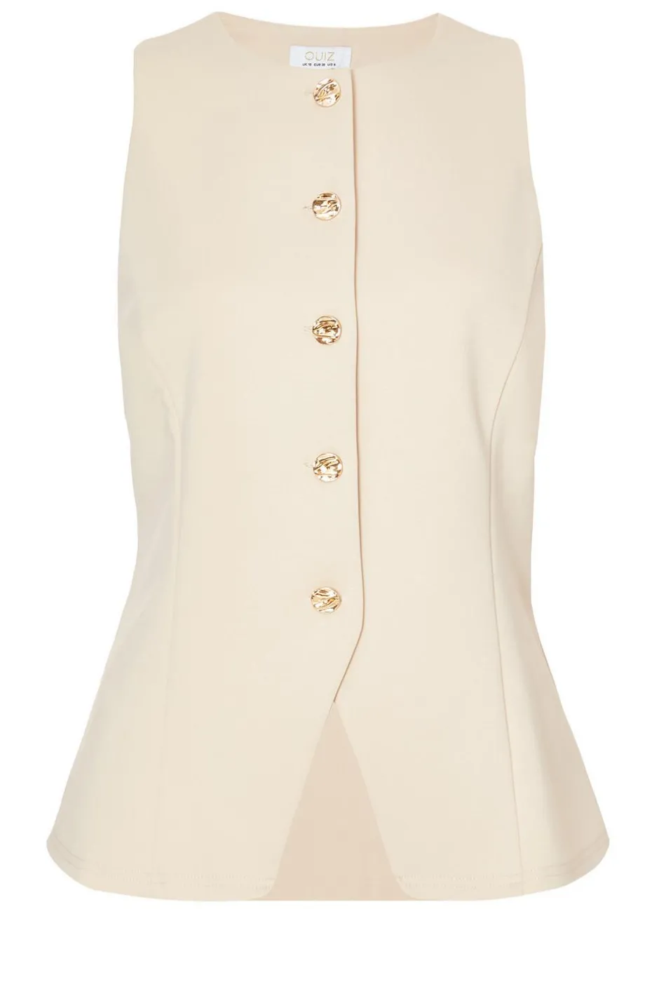 Quiz Button Front Waistcoat Stone Discount