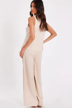 Quiz Button Front Waistcoat Stone Discount