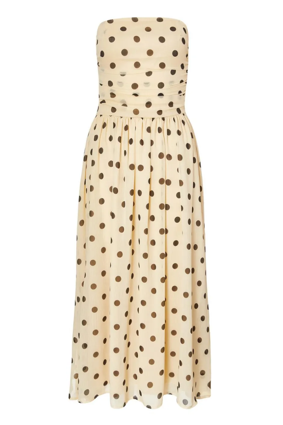 Quiz Chiffon Polka Dot Midi Dress Stone