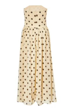 Quiz Chiffon Polka Dot Midi Dress Stone