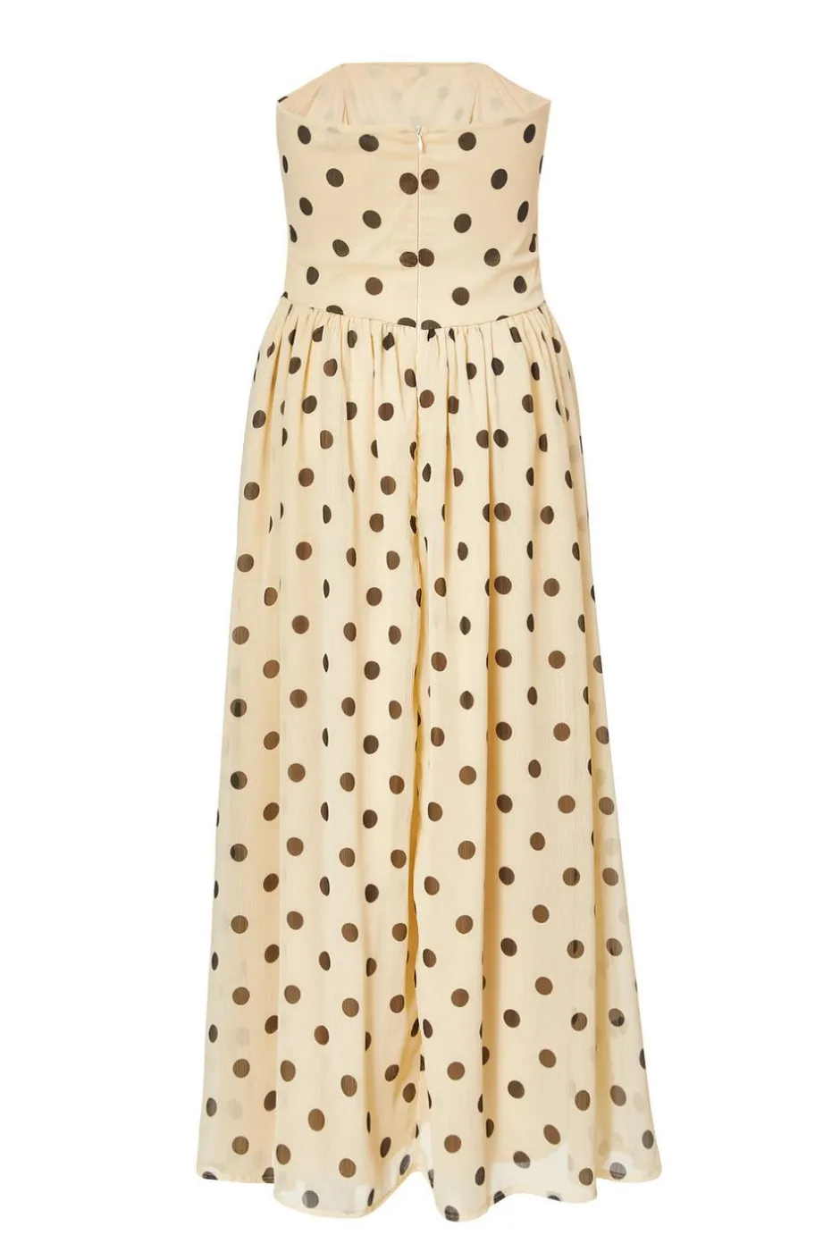 Quiz Chiffon Polka Dot Midi Dress Stone