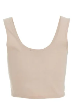 Quiz Corset Detail Crop Top Stone Outlet