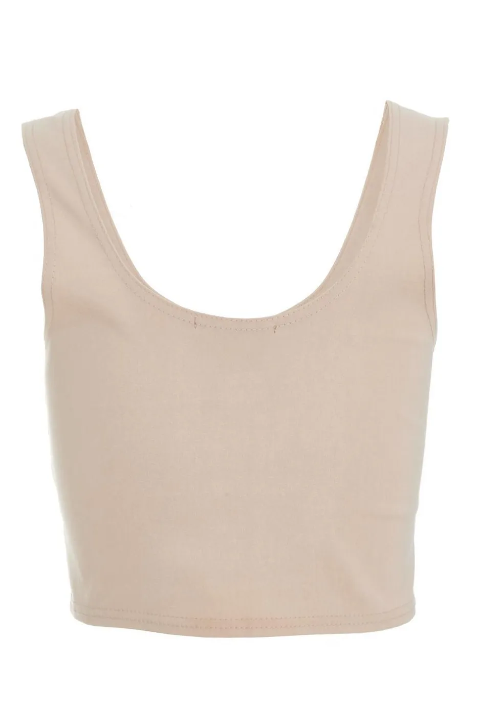 Quiz Corset Detail Crop Top Stone Outlet