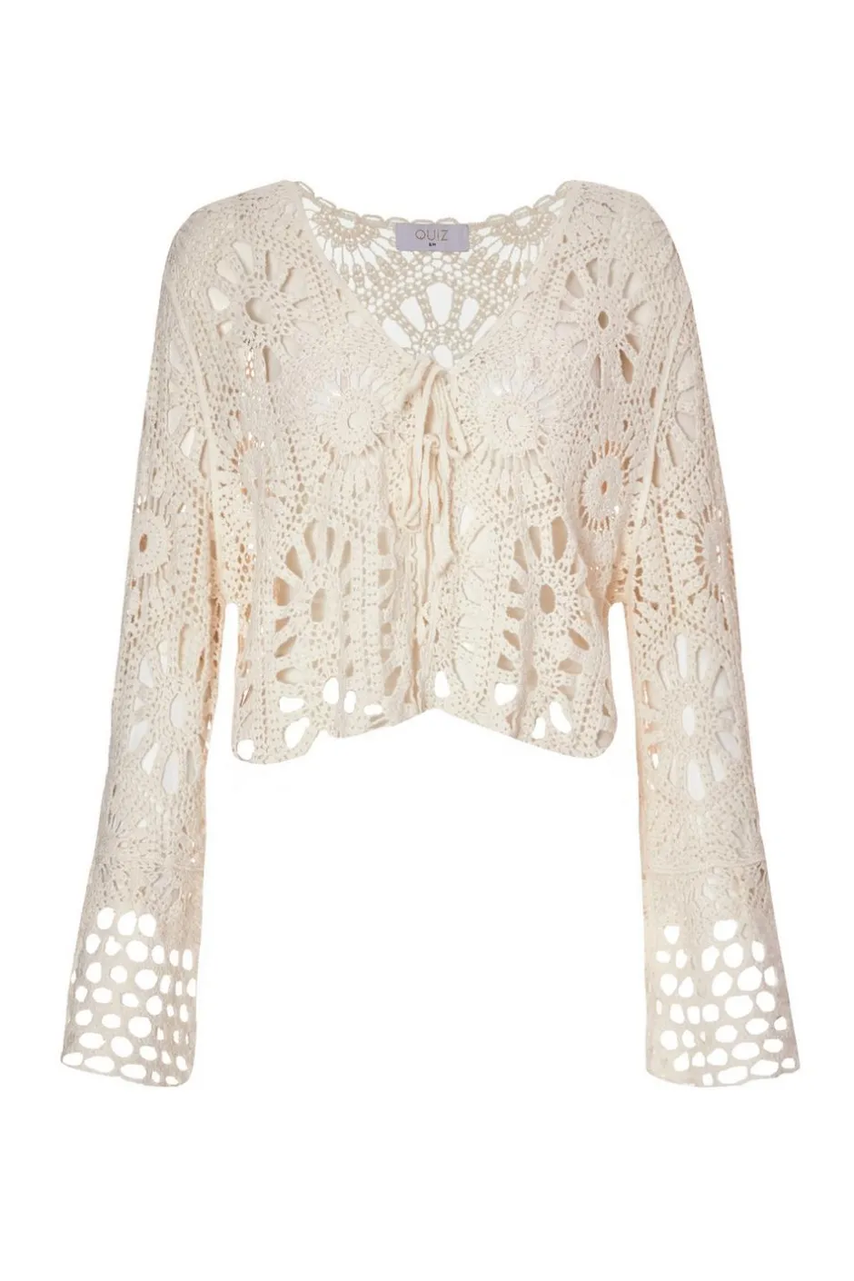 Quiz Stone Crochet Tie Front Cardigan Outlet