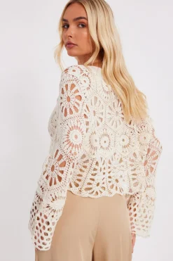 Quiz Stone Crochet Tie Front Cardigan Outlet