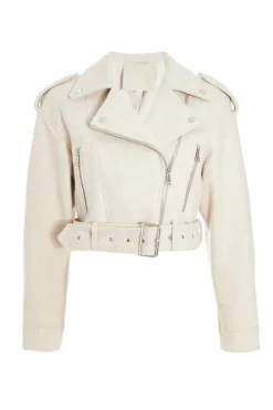Quiz Stone Cropped Biker Jacket Discount