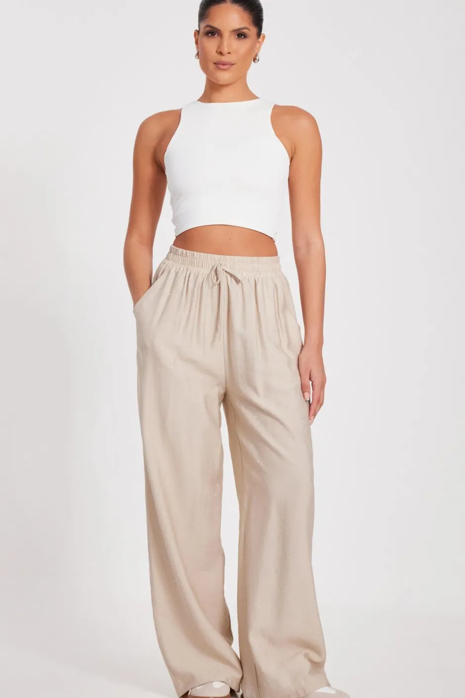 Quiz Stone Diamante Palazzo Trousers