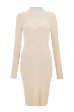Quiz Diamante Roll Neck Dress Stone Best