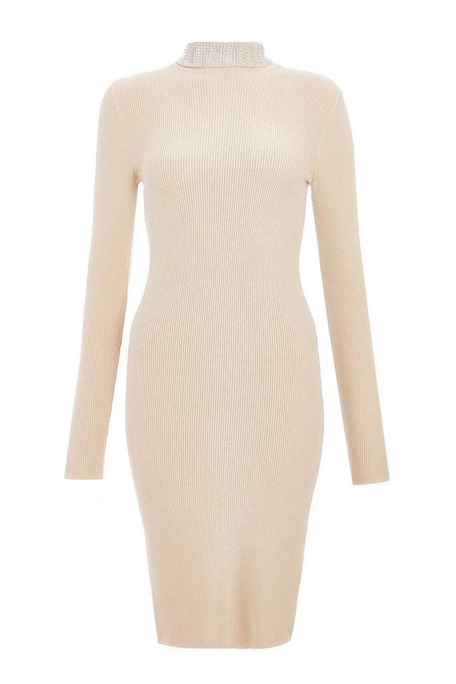 Quiz Diamante Roll Neck Dress Stone Best