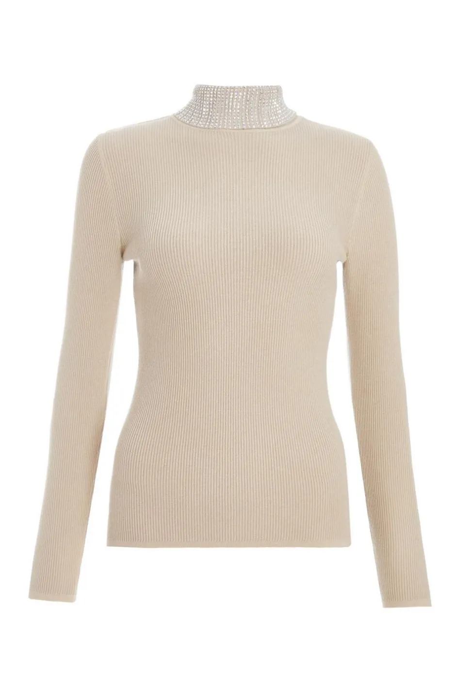 Quiz Diamante Turtle Neck Jumper Stone Discount