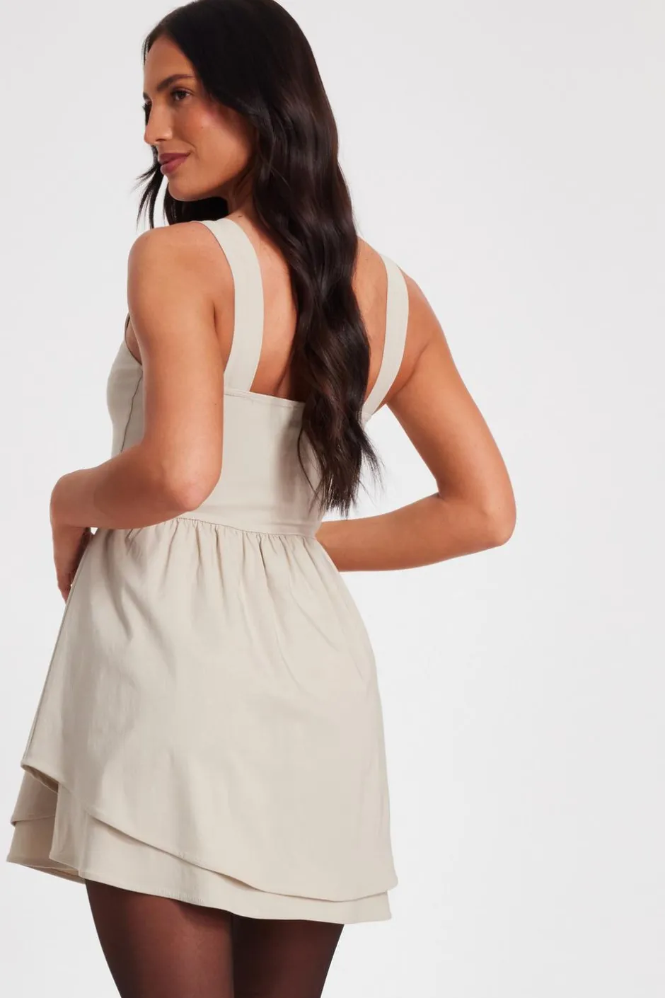 Quiz Stone Double Layered Skater Dress