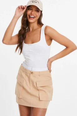 Quiz Stone Double Waistband Cargo Mini Skirt