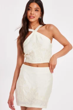 Quiz Stone Embroidered Mini Skirt New