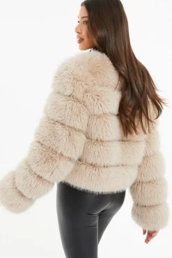 Quiz Stone Faux Fur Jacket Discount